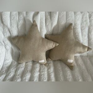 2x POTTERY BARN Emily & Meritt  Flax Metallic Gold Tan Christmas Star Pillow